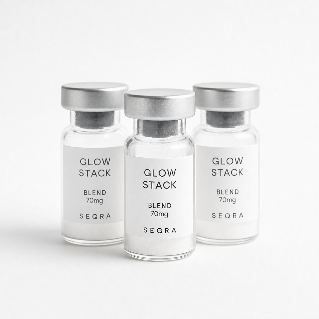 GLOW Stack research peptide vial — Seqra Peptides