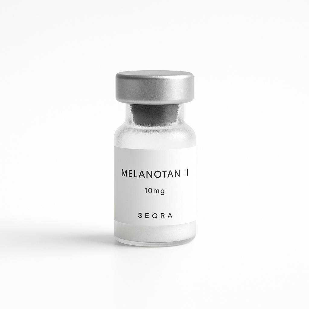 Melanotan II research peptide vial — Seqra Peptides