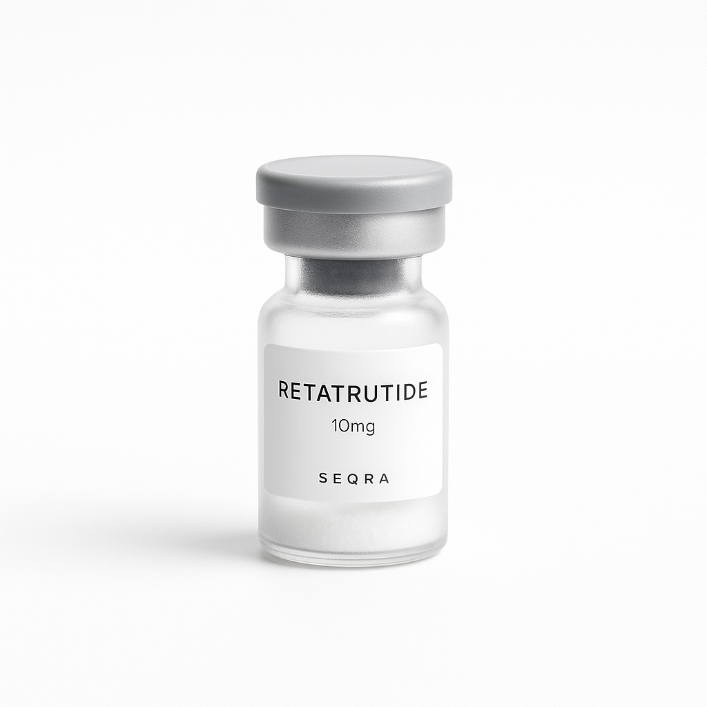 Retatrutide research peptide vial — Seqra Peptides