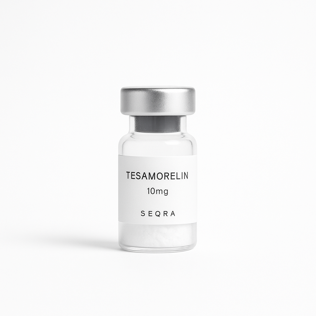 Tesamorelin research peptide vial — Seqra Peptides