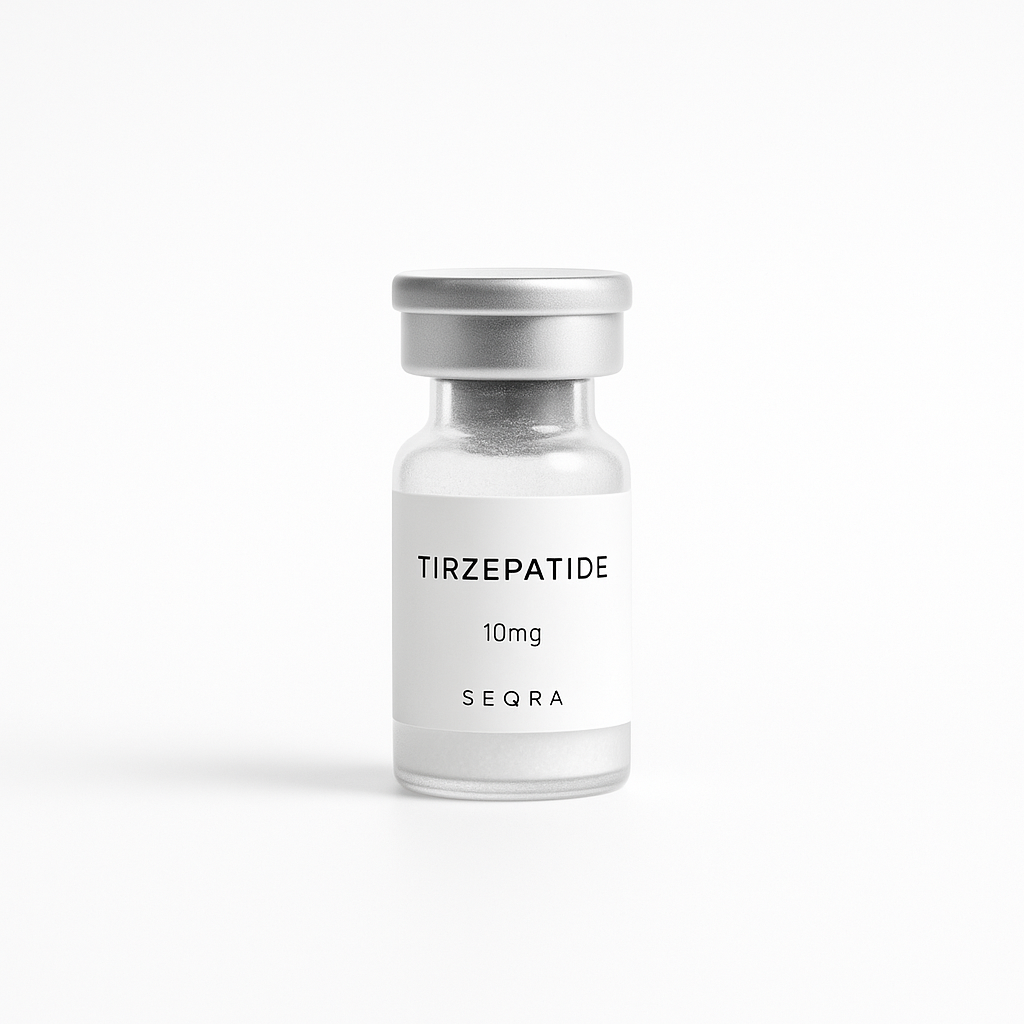 Tirzepatide research peptide vial — Seqra Peptides
